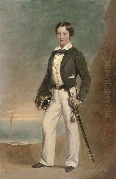 Portrait of Captain Henry Fairfax of the Royal Navy as a cadet Oil Painting by Henry Hainsselin