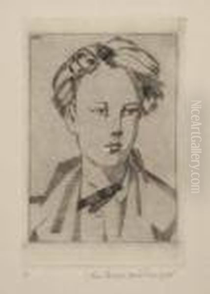 Portrait Of Arthur Rimbaud Oil Painting by John Buckland-Wright