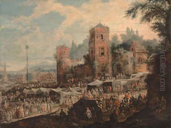 A town kermesse Oil Painting by Johannes Jacob Hartmann