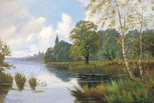 Punting Oil Painting by John Horace Hooper