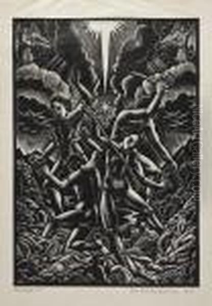 The Apocalypse Of St. John The Divine No I, Iii, Iv, V Oil Painting by John Buckland-Wright