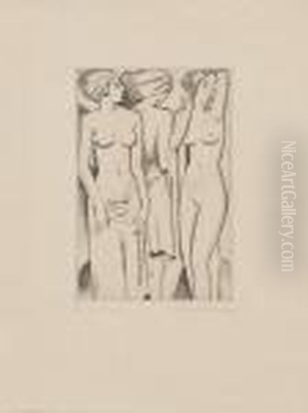 Trois Femmes Oil Painting by John Buckland-Wright