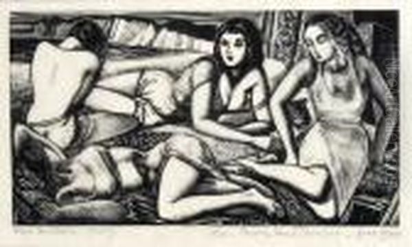 Four Bathers (cbw. L.126) Oil Painting by John Buckland-Wright