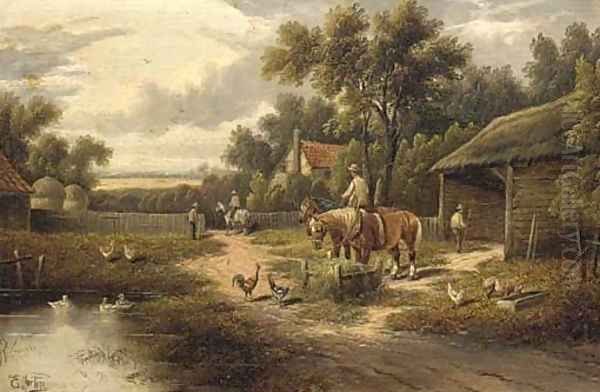 Farm near Loughton, Essex Oil Painting by Etty Horton