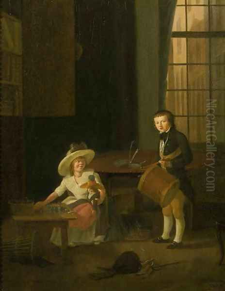 A double portrait of a boy and a girl Oil Painting by Jean Baptiste Ham