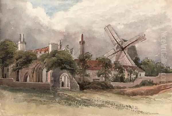 A folio of watercolours depicting various landscapes, including views of East Anglia (one illustrated) Oil Painting by John Moyer Heathcote