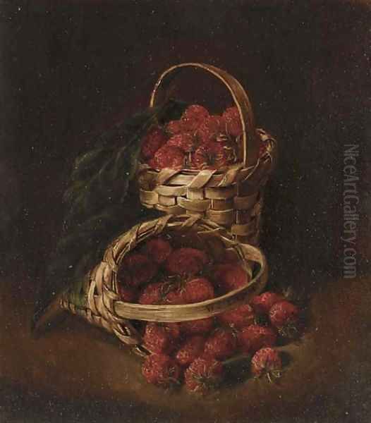 Basket of Strawberries Oil Painting by William Jacob Hays