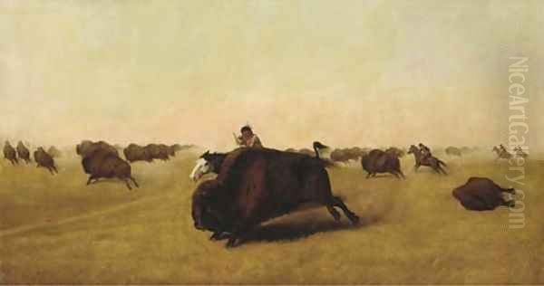 Buffalo Hunt Oil Painting by William Jacob Hays