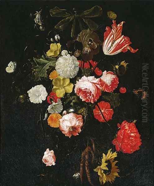 A swag of tulips Oil Painting by Cornelis De Heem