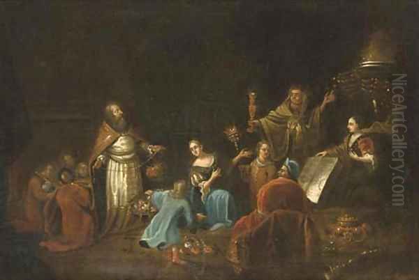 The Idolatry of Solomon Oil Painting by Egbert van, the Younger Heemskerck