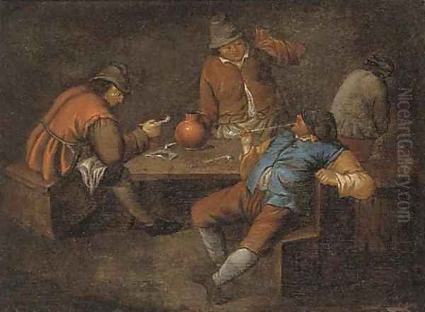 Boors smoking and drinking in a tavern Oil Painting by Egbert van, the Younger Heemskerck