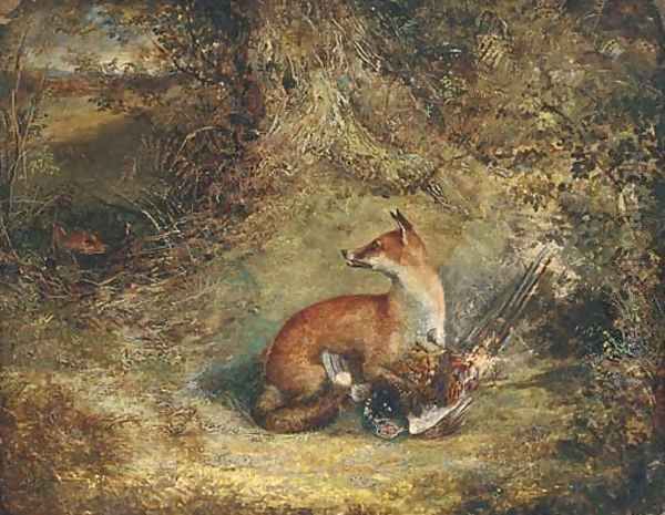 A fox with a pheasant Oil Painting by George Havell