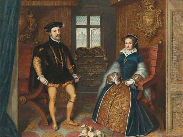 Portrait of Queen Mary I and Philip of Spain Oil Painting by George Perfect Harding