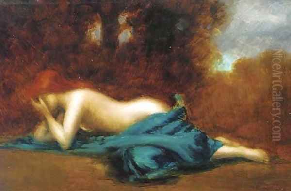 An allegory of sorrow Oil Painting by Jean-Jacques Henner