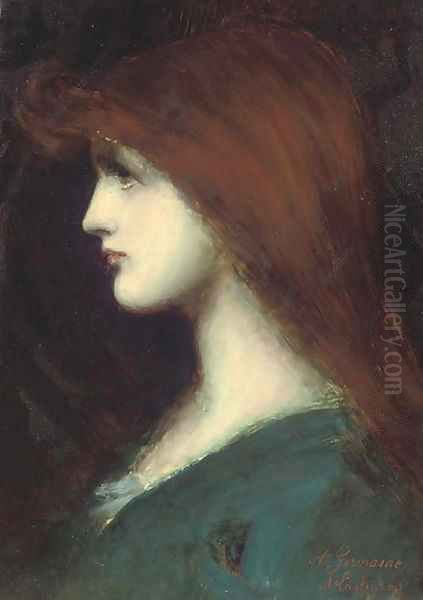 Portrait Of A Lady In Profile Oil Painting by Jean-Jacques Henner