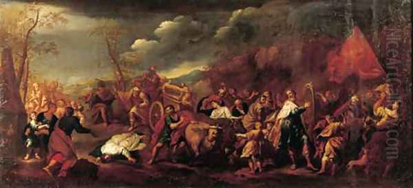 The triumph of King David Oil Painting by Johann Heiss