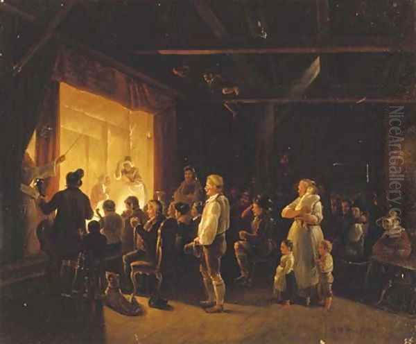 A theatrical performance Oil Painting by Pehr Hillestrom