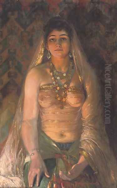 A harem beauty Oil Painting by Oskar Herrfurth