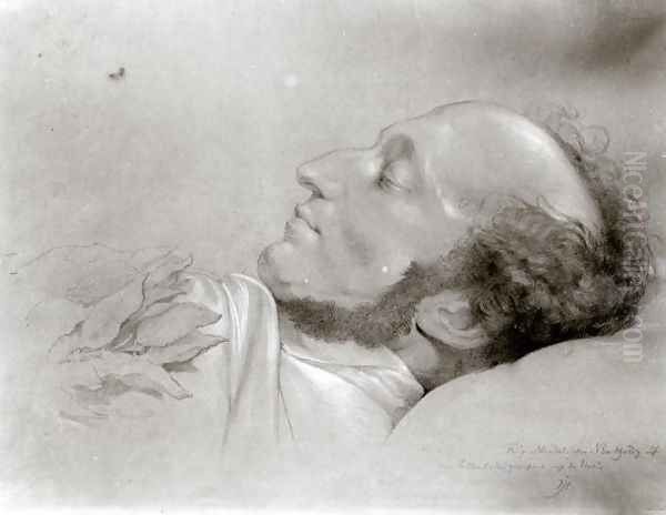 Felix Mendelssohn 1809-47 on his deathbed Oil Painting by Rudolf Julius Benno Huebner