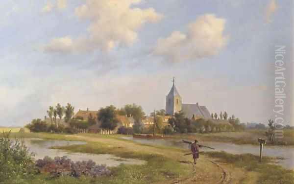 The outskirts of Nootdorp in summer Oil Painting by Bartholomeus Johannes Van Hove