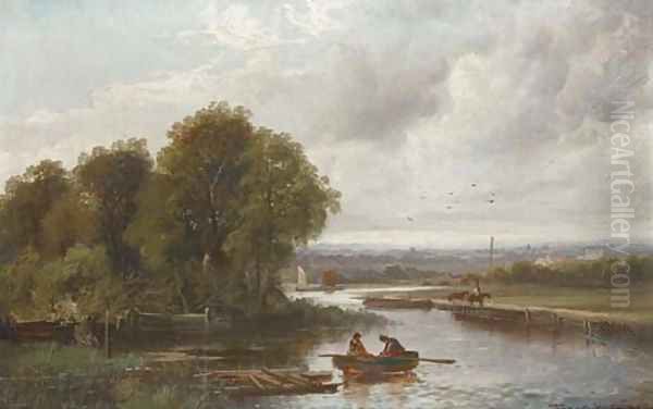 On the canal near Birmingham Oil Painting by Franz Hoepfner