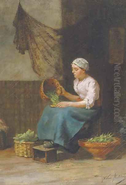 Preparing supper Oil Painting by Johan Van Hulsteijn