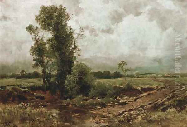 Trees by a ford Oil Painting by Heinrich Sen Hartung