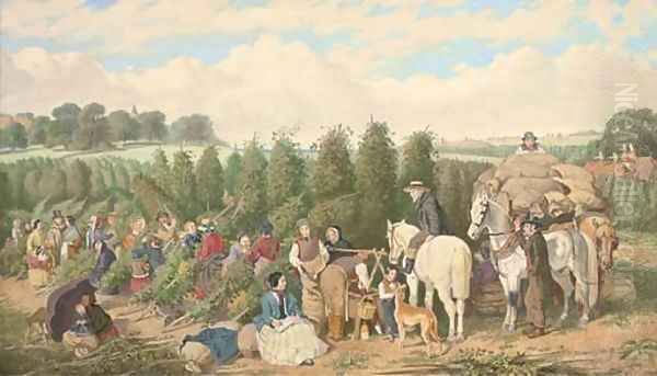 The hop pickers Oil Painting by John Frederick Herring