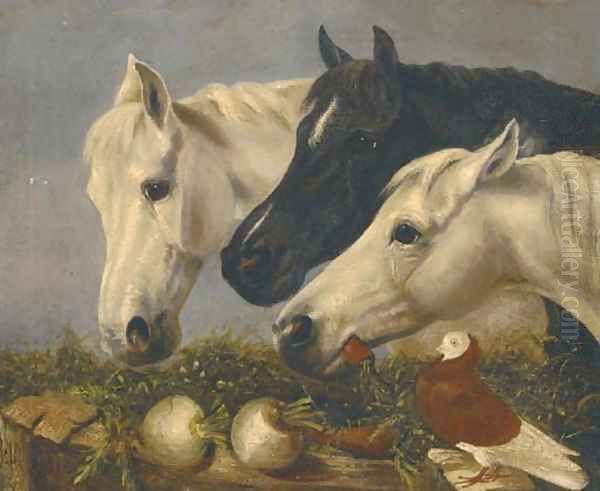 Three horses Oil Painting by John Frederick Herring