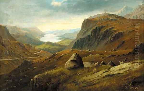 An extensive Highland landscape, thought to be Loch Ness Oil Painting by C. Howe