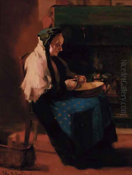 Peeling Potatoes Oil Painting by John Rennie MacKenzie Houston