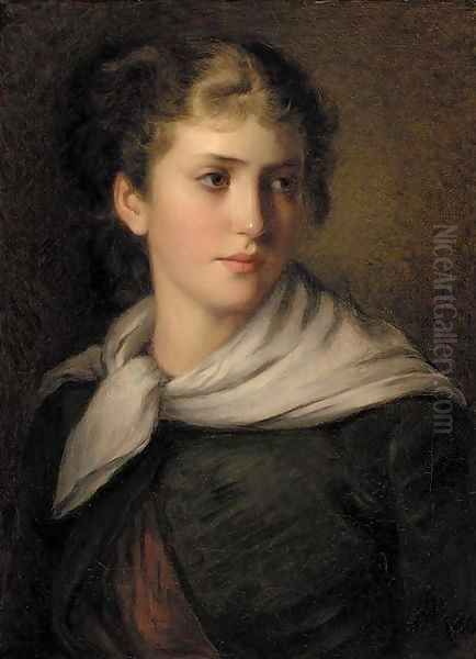 A young beauty Oil Painting by James John Hill