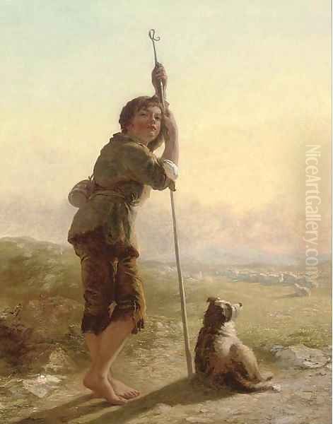 The young shepherd Oil Painting by James John Hill