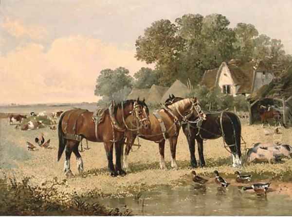 The farm pond Oil Painting by John Frederick Jnr Herring