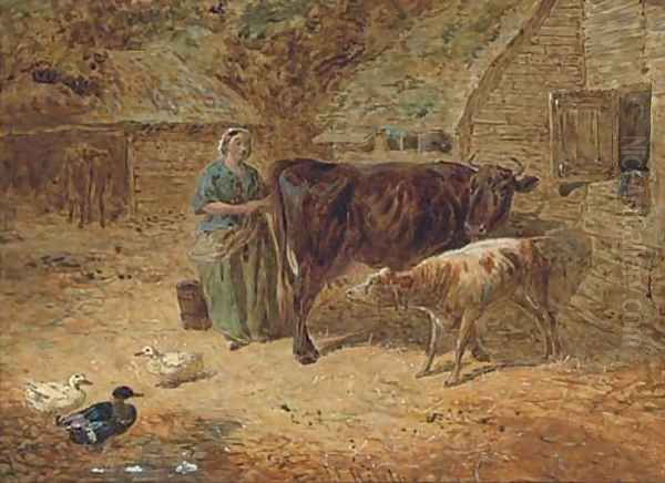 Milking time Oil Painting by John Frederick Jnr Herring