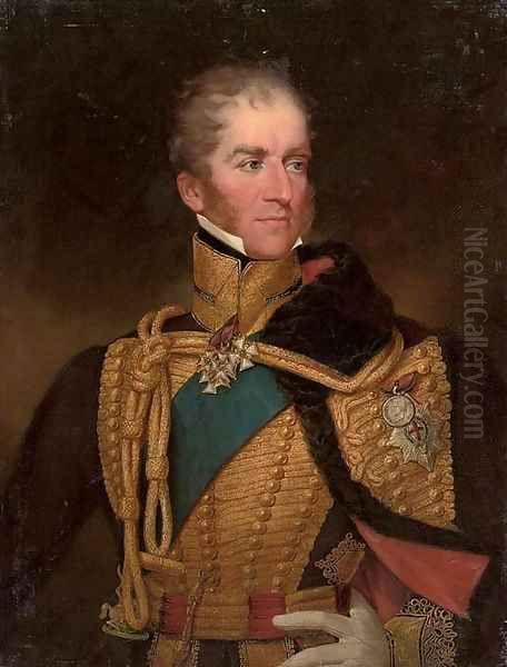 Portrait of a Colonel in Chief of the British Hussar's Regiment Oil Painting by George Henry Harlow