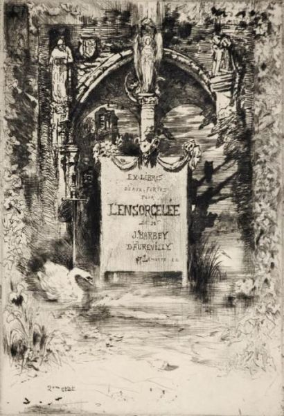 Ex-libris Pour L'encorcelee Oil Painting by Felix-Hilaire Buhot