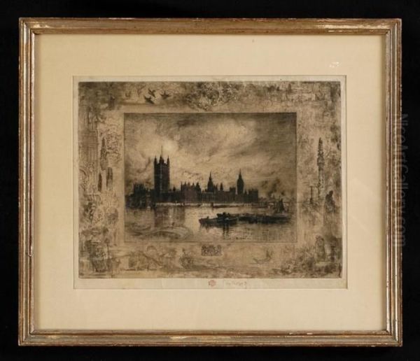 Westminster Palace, London Oil Painting by Felix-Hilaire Buhot