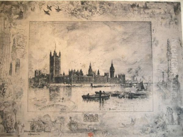 Item No. 807185 : Felix 
Hilaire Buhot, French,-, 'westminster Palace', Etching & 
Drypointl2ns2 Oil Painting by Felix-Hilaire Buhot