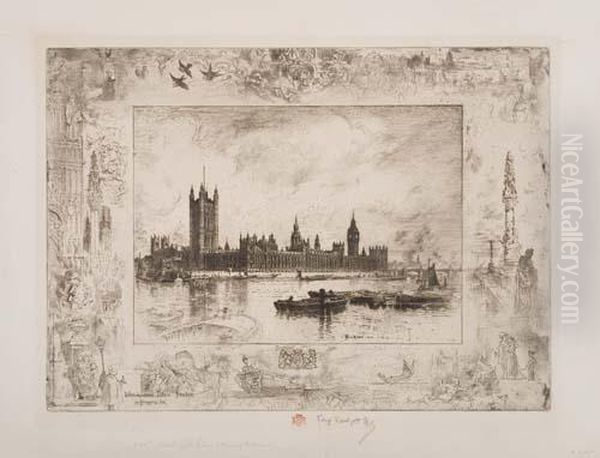 Westminster Palace Oil Painting by Felix-Hilaire Buhot