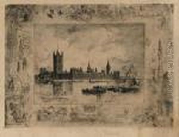 Westminster Palace Oil Painting by Felix-Hilaire Buhot