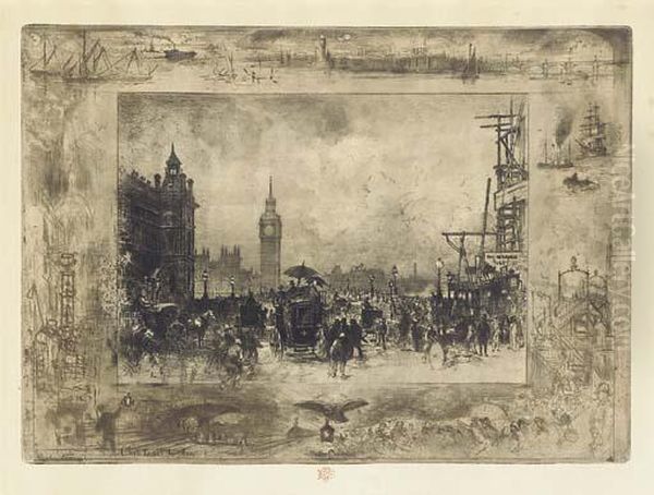 Westminster Palace Oil Painting by Felix-Hilaire Buhot