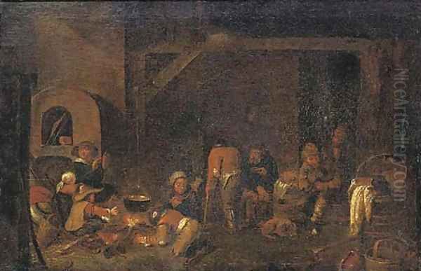 Peasants in a kitchen Oil Painting by Egbert Van Heemskerck