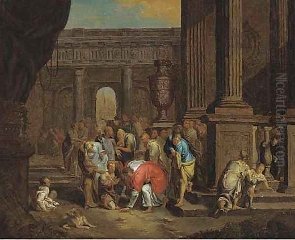 Christ healing the blind Oil Painting by Gerard Hoet