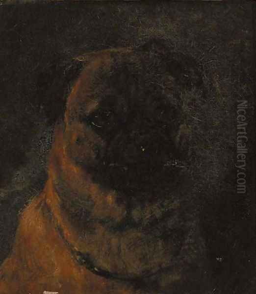 Mumbo Jumbo, a pug Oil Painting by Heywood Hardy