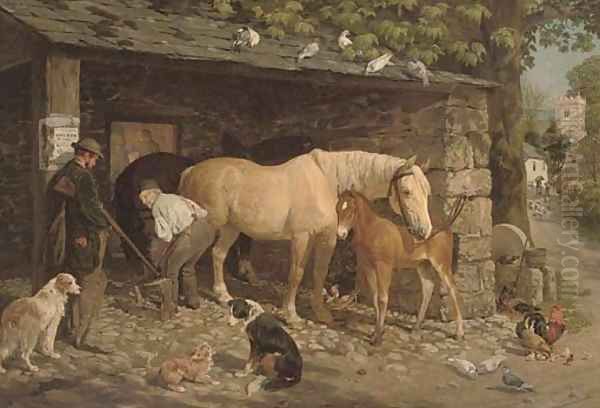 The village blacksmith Oil Painting by John Frederick Snr Herring