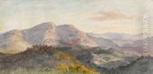 Italienische Berglandschaft Bei Civitella Oil Painting by Heinrich Burkel