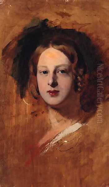 Portrait study of a Lady, throught to be Queen Victoria Oil Painting by Sir George Hayter