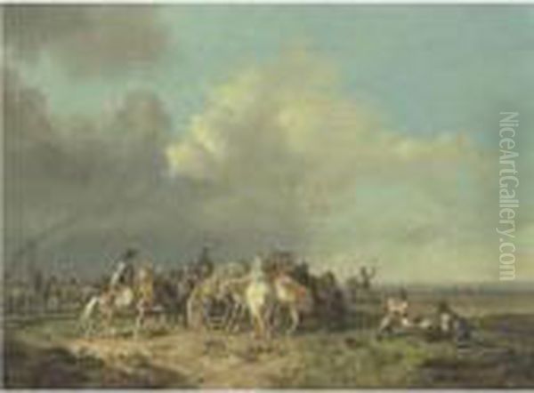 The Horse Round-up Oil Painting by Heinrich Burkel