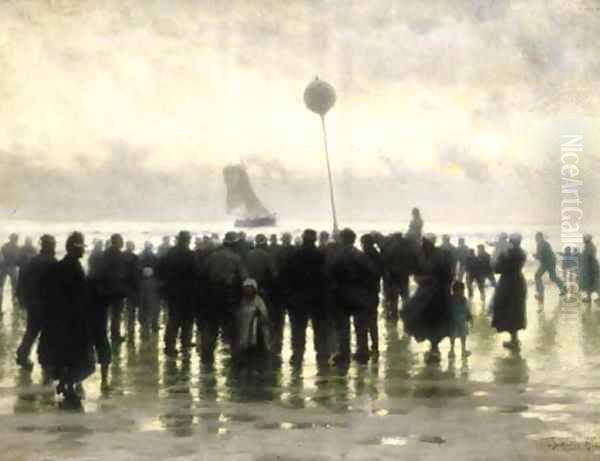 The arrival of the fleet Oil Painting by Thomas Bush Hardy